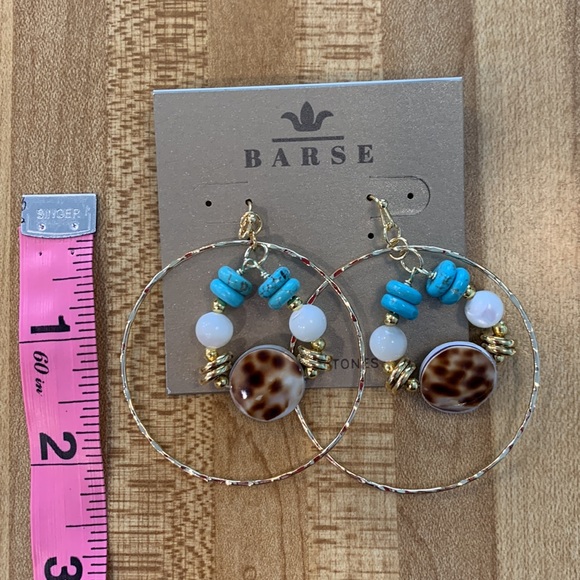 NWT Barse Bora Bora Turquoise and Shell Loop Earrings. - Picture 5 of 5